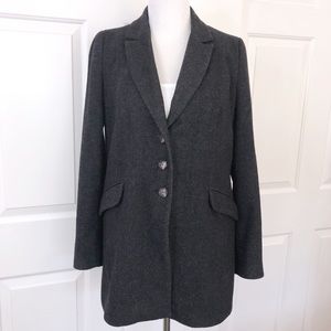Zara TRF Gray Herringbone Heavy Pea Coat